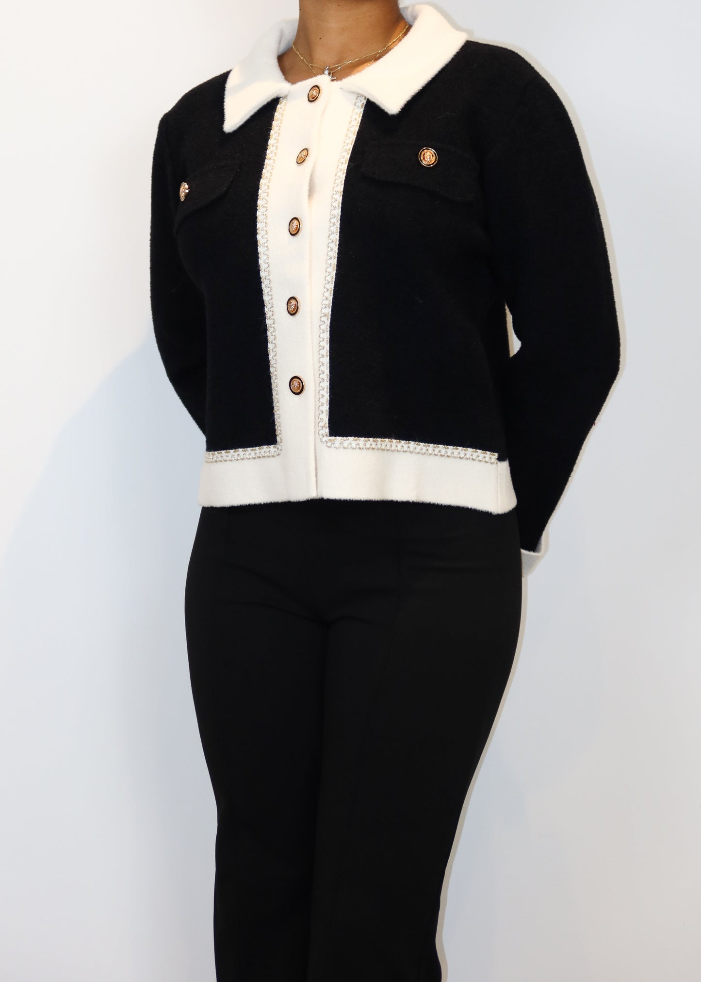 Jennie Contrast Collared Cardigan