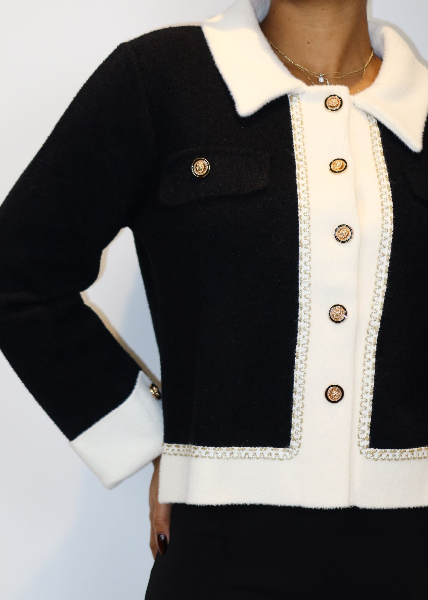 Jennie Contrast Collared Cardigan