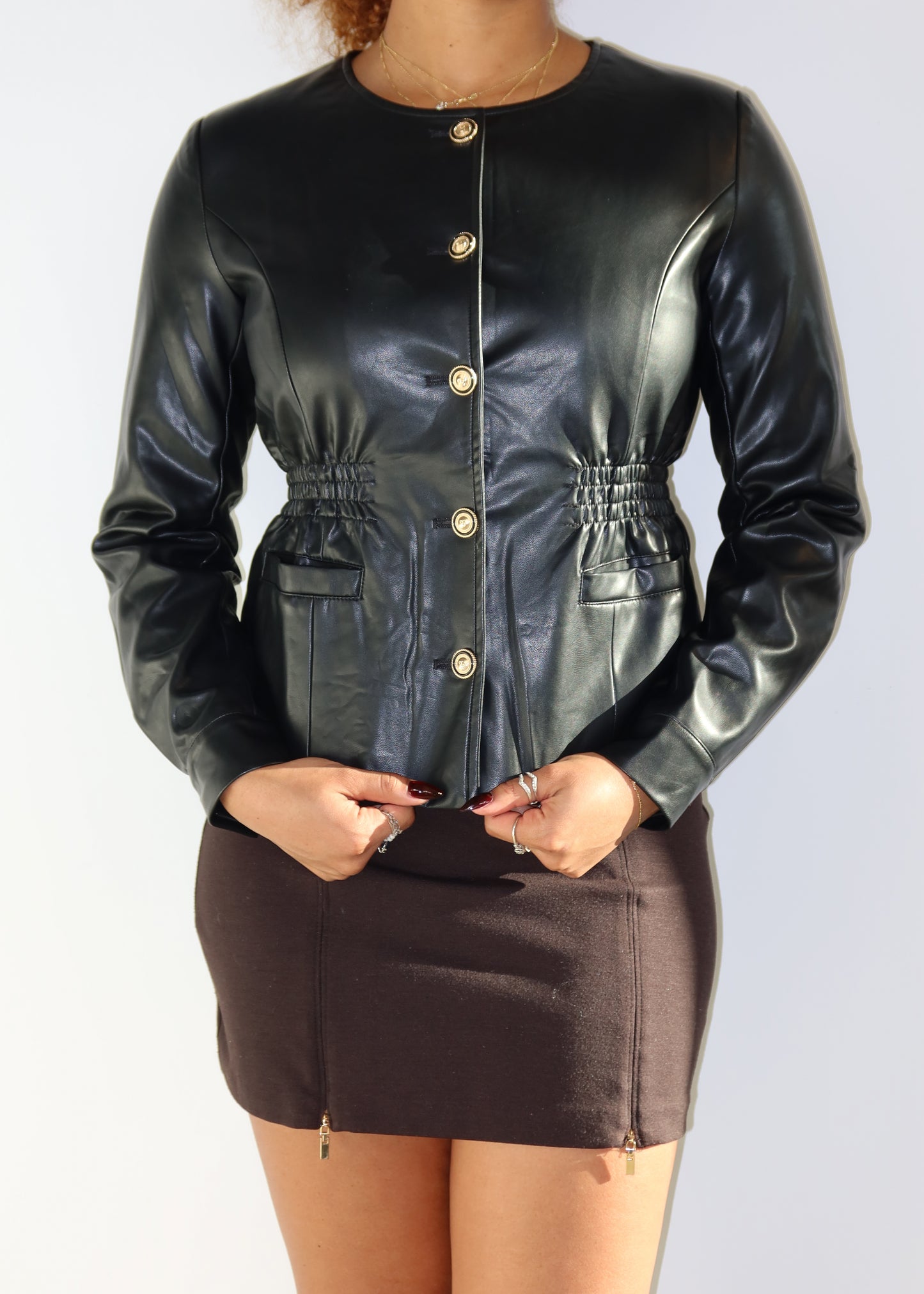 Louisa Cinched Leather Blouse