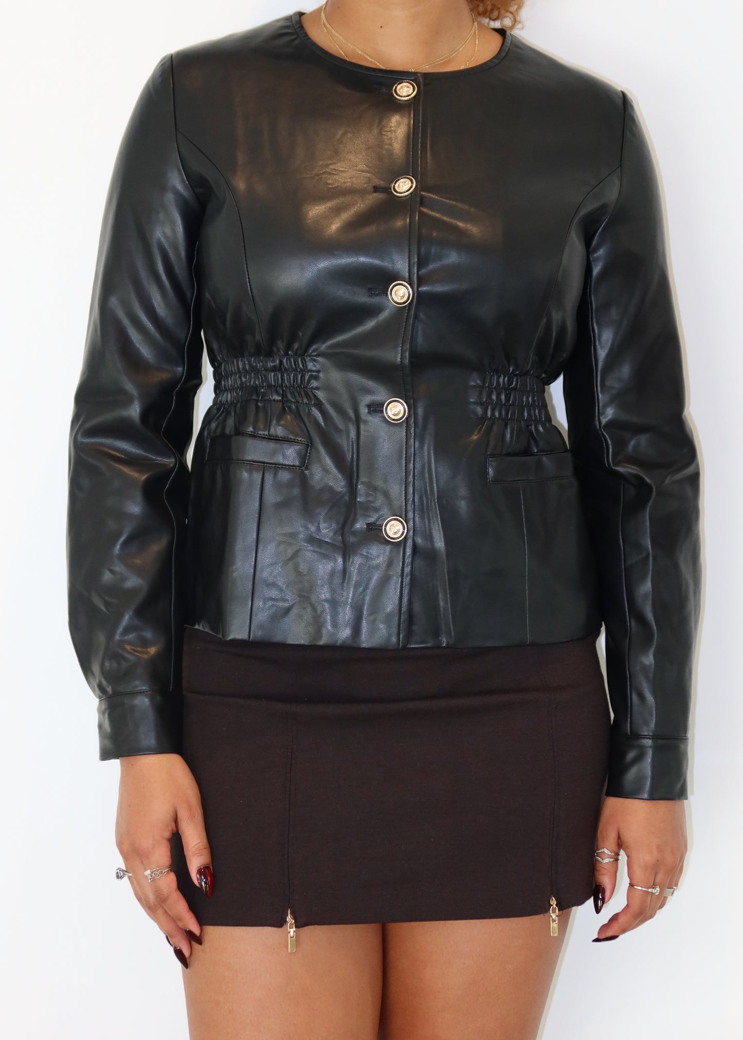 Louisa Cinched Leather Blouse