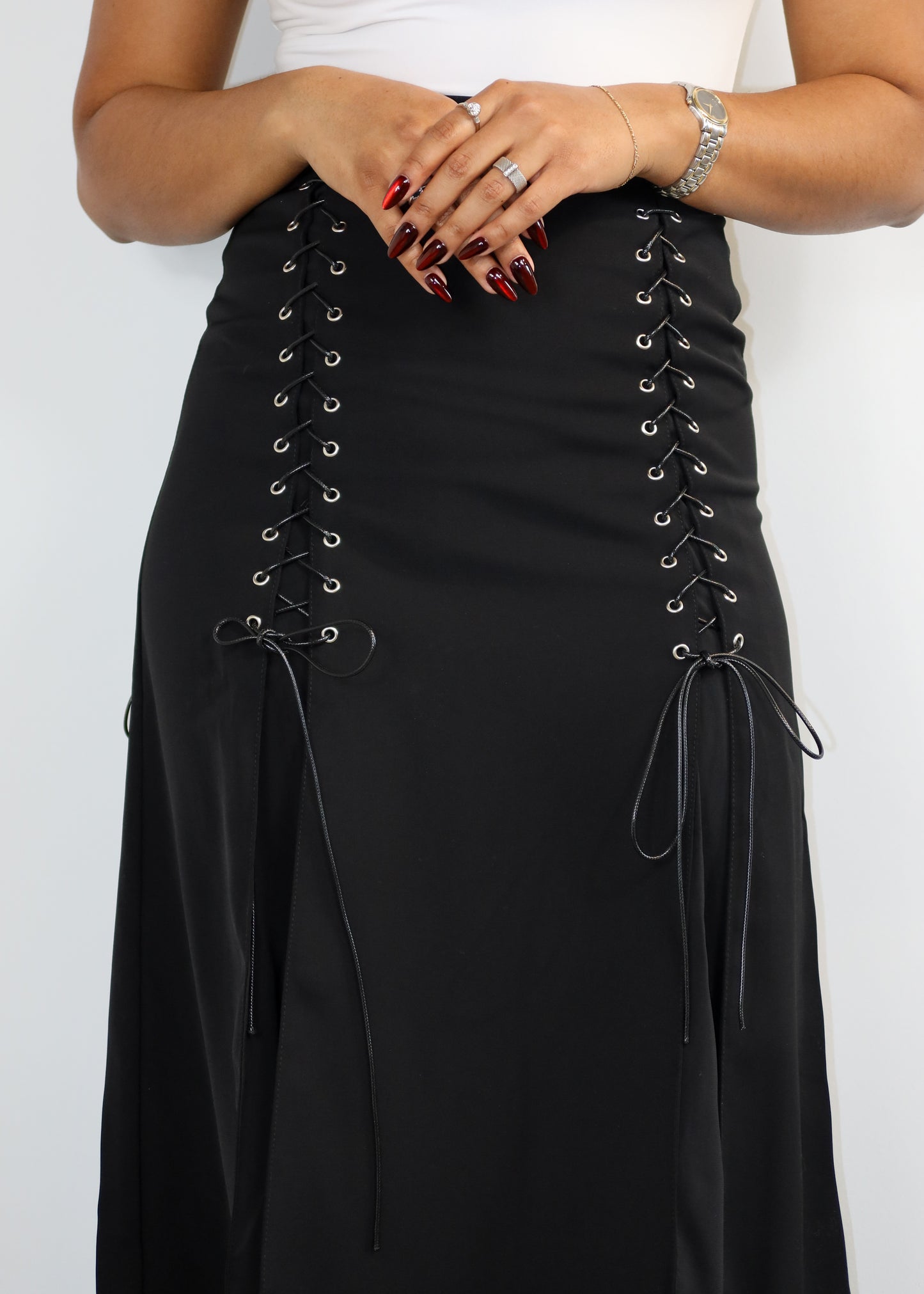 Lace Up Midi Skirt