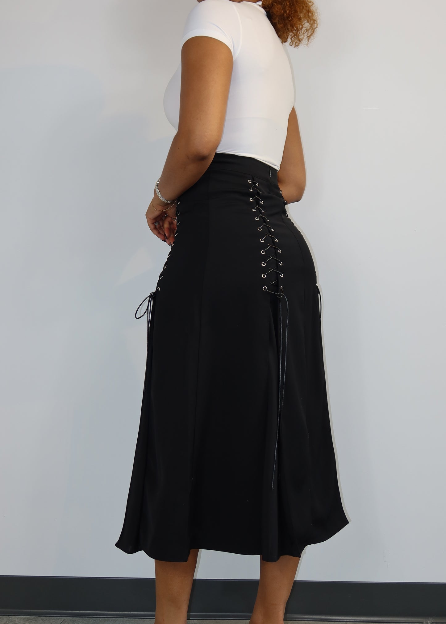 Lace Up Midi Skirt